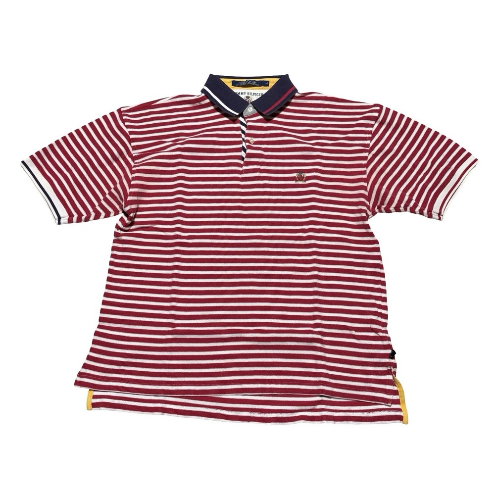 Vintage Tommy Hilfiger Men's Striped Polo Shirt Size Large 21 x 26.5
